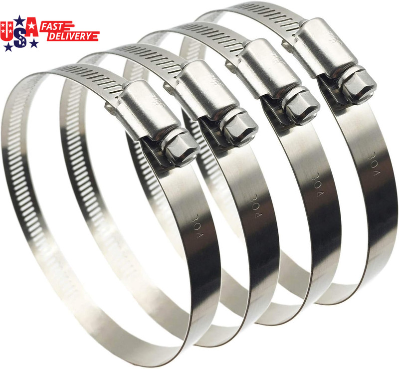 4" (Diameter) Adjustable 304 Stainless Steel Duct Clamps Hose Clamp Pipe Clamp A gallery