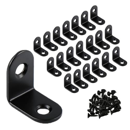 20 Pack 1 Inch Small L Brackets for Wood – Perfect 90° 20.0 0.98in (25mm)-Black