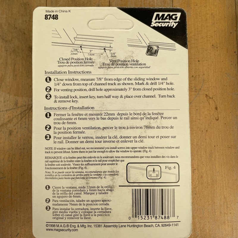 NOS Mag Security Window Lock Sliding Glass Doors 8748 With 2 Keys - No. 8748 gallery