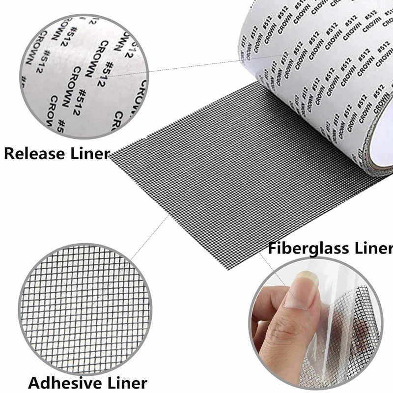 Window Screen Repair Patch Adhesive Fiberglass Mesh Hole Repair Tape 5*200cm US gallery