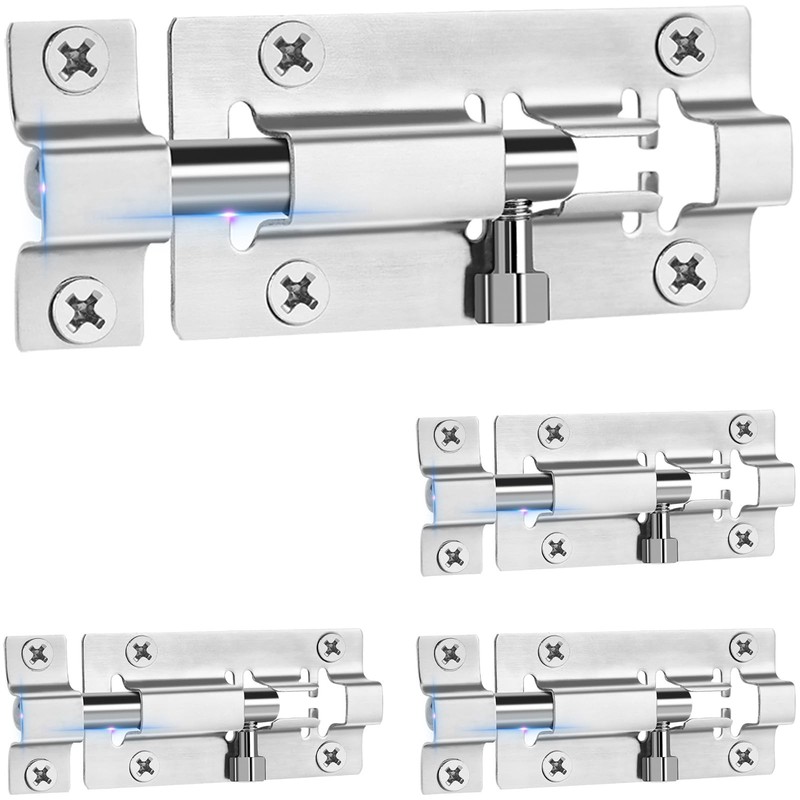 4 Pack Slide Lock, 3 Inch Barrel Bolt Latch, Door Latch Lock with 24 Screws