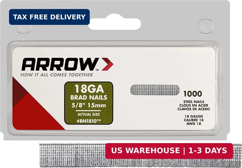 Arrow BN1810CS 18-Gauge Steel Brad Nails for Molding, Cabinets, Framing, Trim, a