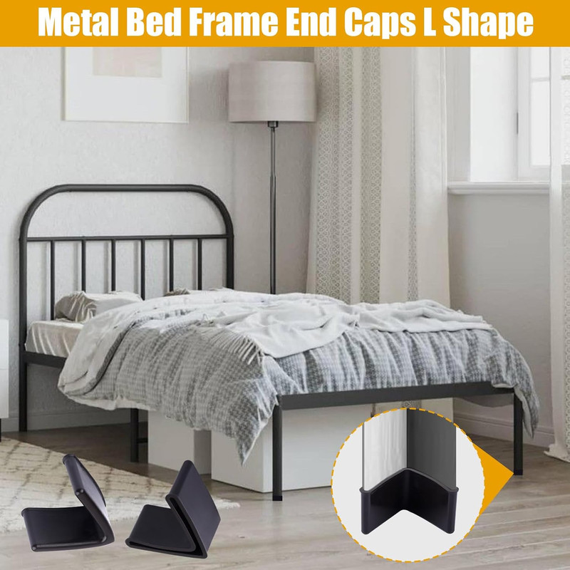 Metal Bed Frame End Caps, L Shape Rubber End Caps for Metal Bed Frame Feet 1-... gallery