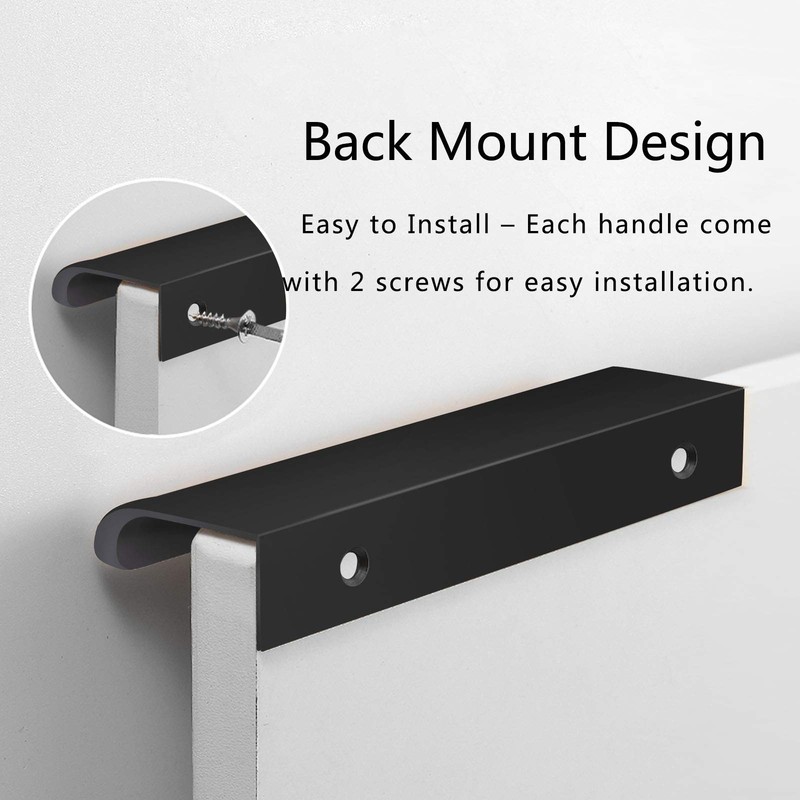 12 PCS Black Back Mount Finger Edge Pull 300mm/11.8 Inch Aluminum Hidden gallery