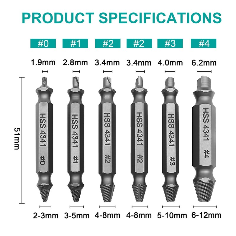 Damaged Screw Extractor Set 6PCS, Stripped Screw Extractor, Easy Out Removal ... gallery