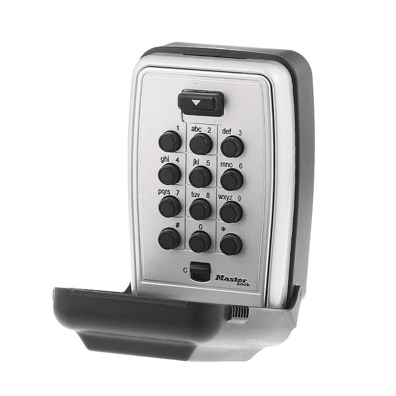 Master Lock Wall Mount Key Box with Push Button for 3-1/8″ W, Black