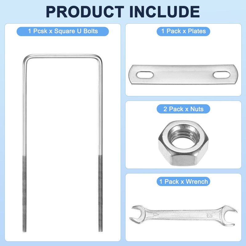 Square U-Bolts Kit M8x80x200mm Stainless Steel Square U Shaped Bolts gallery