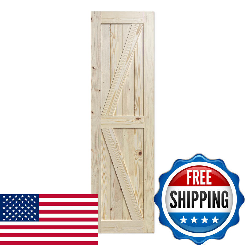 Smartstandard 28In X 84In Sliding Barn Wood Door Pre-Drilled Ready To Assemble