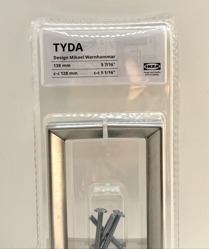 New IKEA TYDA Cabinet Pull Handles, 5 7/16", 138mm (c-c 128 mm) Stainless Steel gallery
