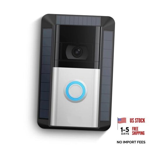 Solar Charger Compatible with Ring Battery Doorbell, USB-C Port Video