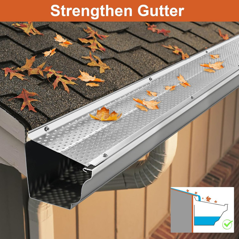 5 Inch Gutter Guard, 13 Pack-52Ft, Aluminum Rain Gutter Guard, DIY Leaf Filter G gallery