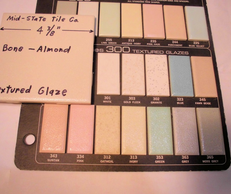 1 pc. Ceramic Tile *Bone-Almond* by Mid-State Co. 4-3/8" (NOS) Textured Glaze gallery