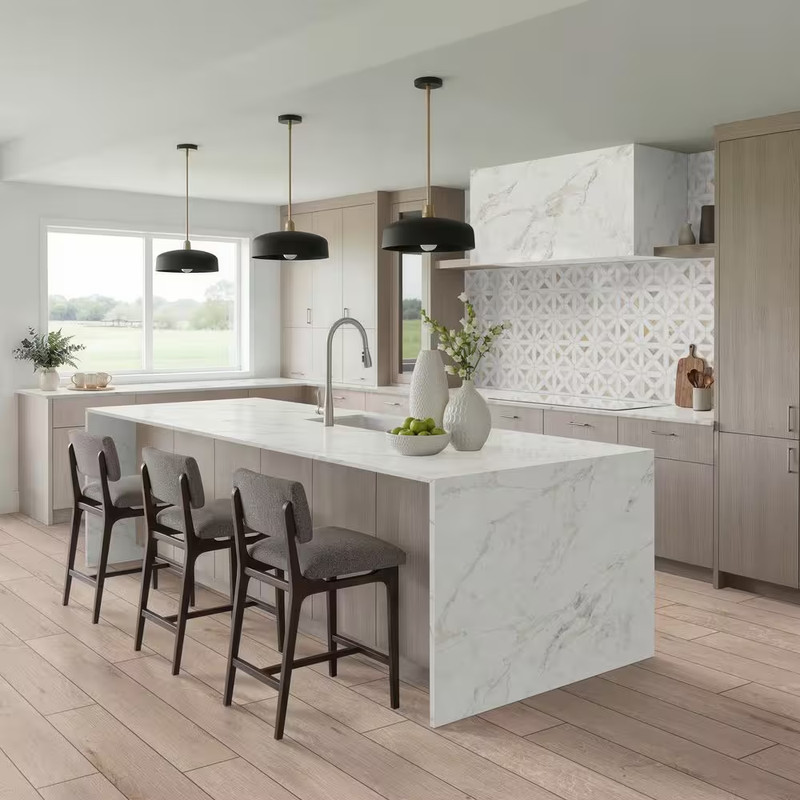 Angora Geometric Pattern 12X12X0.38 In. Polished Marble Mosaic Architectural Lat gallery