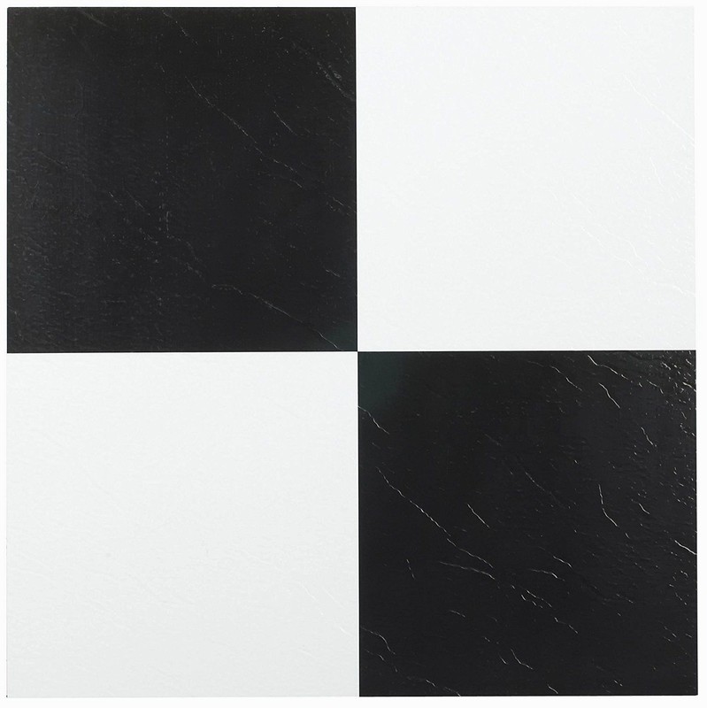PACK OF 20 FLOOR TILES FLOORING PEEL AND STICK VINYL CHECKERBOARD STYLE