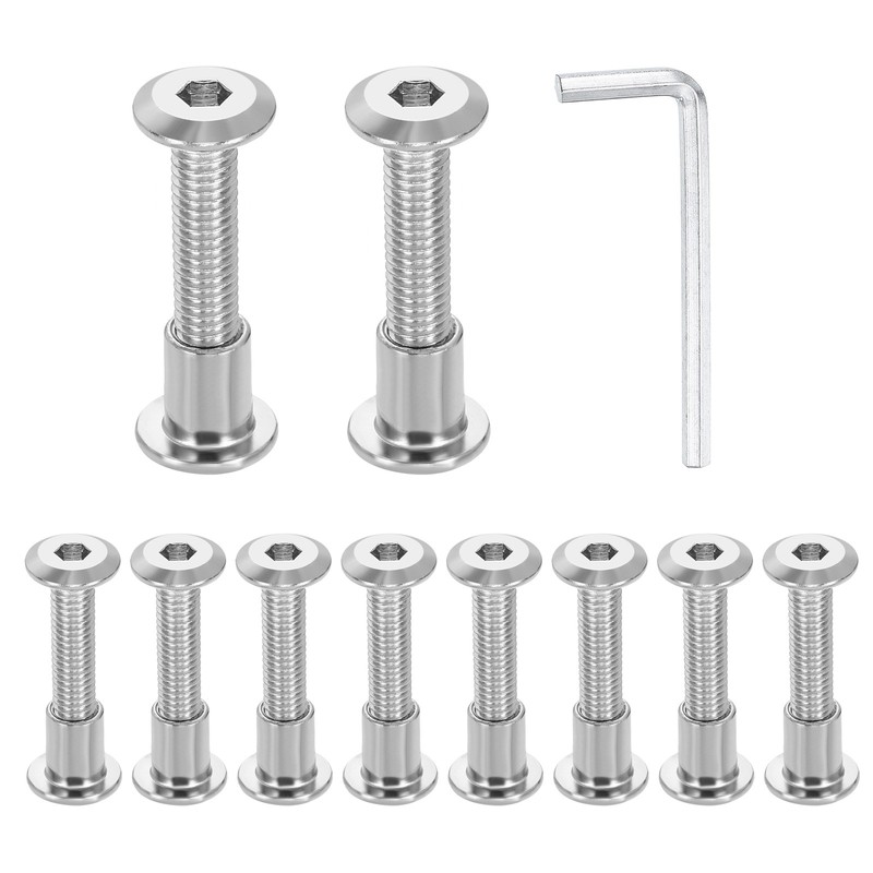 10 Set M6x30mm Hex Drive Socket Cap Bolt M6x10mm Nuts with M4 Hex Wrench Silver