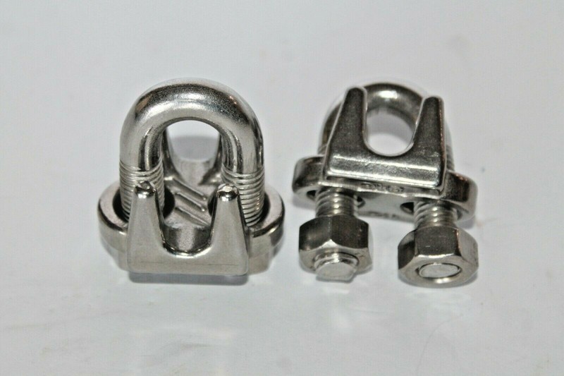 316 Stainless Steel 12 mm Wire Rope Grips Clamps U Bolts Cable Cord Tie Lot of 2