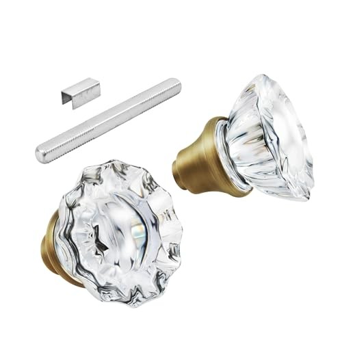 Glass Door Knobs Interior Mortise Lock Replacement Set 1 Pack Antique Brass