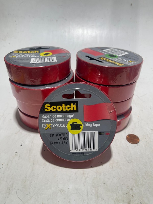 LOT OF 9 ROLLS ~ Scotch Expressions Masking Tape ~ 0.94 Inch x 20 Yards ~ Red