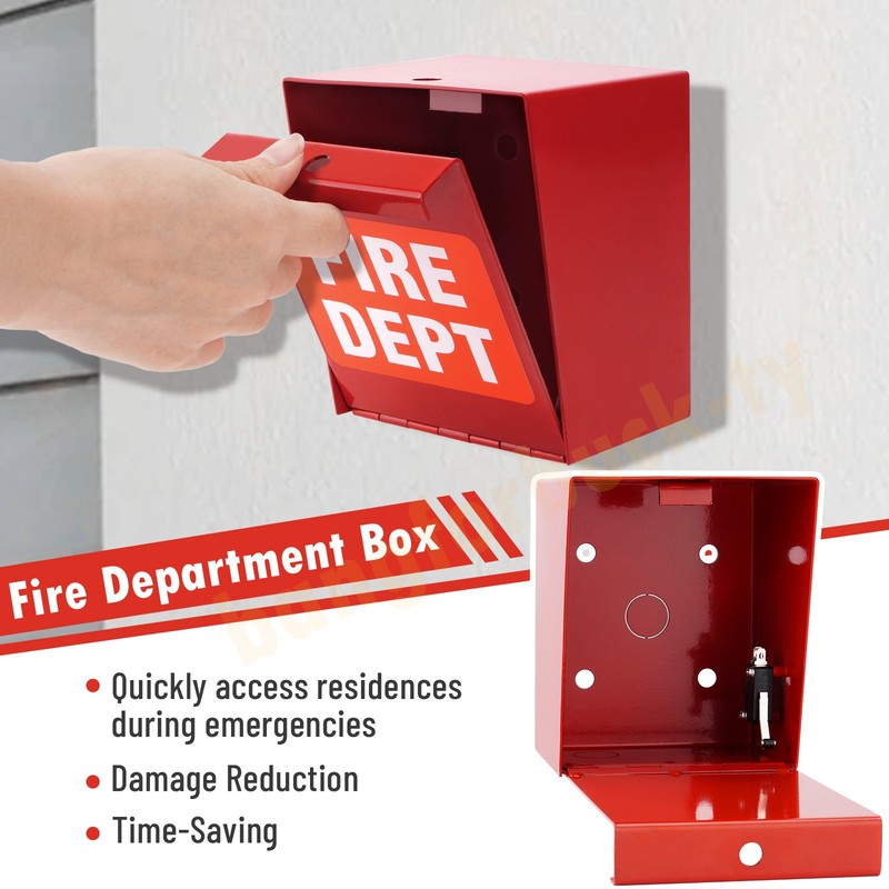 1x Fire Department Box With Lock Hole Heavy Duty Steel ‎Wall Mount For emergency