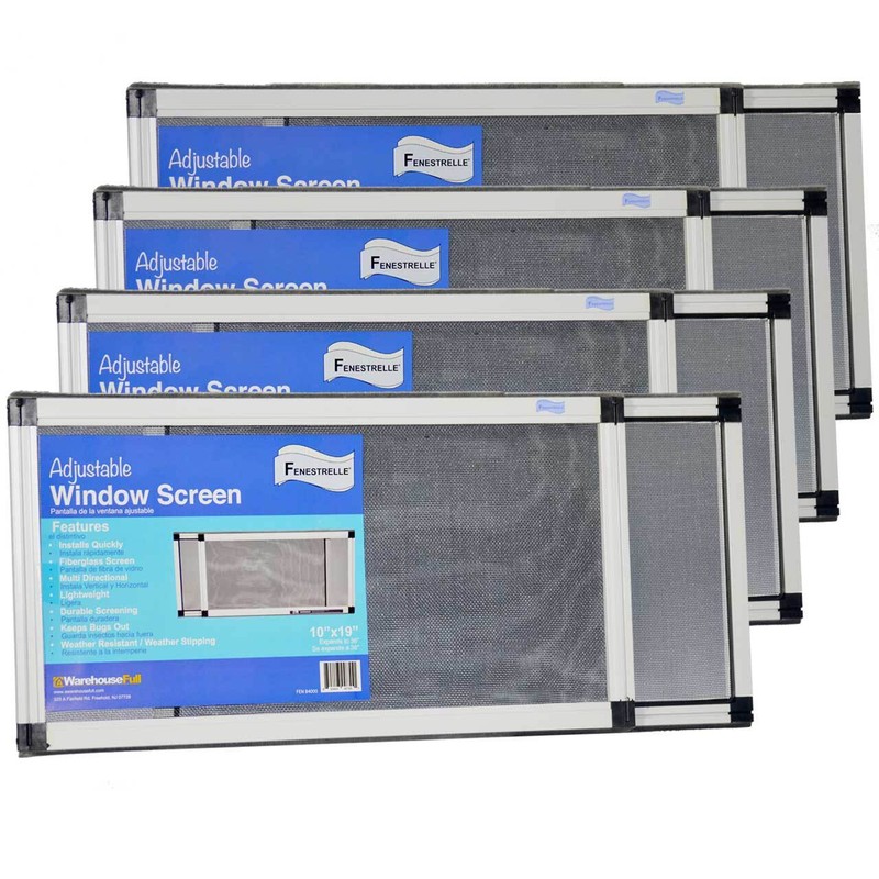 Adjustable Window Screen, Vertical/Horizontal, 10″x19-36″ or 19″x10-18″, 4 Pack