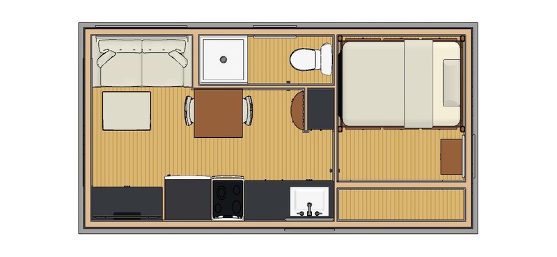 205sqft – 10’3″x20’C – 1bedrm/1bath – Tiny/Small House design – us – ala cart