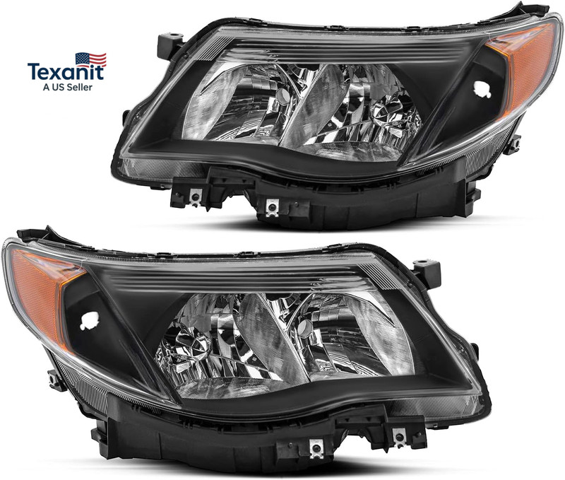 Halogen Headlight Assembly Compatible with 09-13 Subaru Forester Headlamp Replac