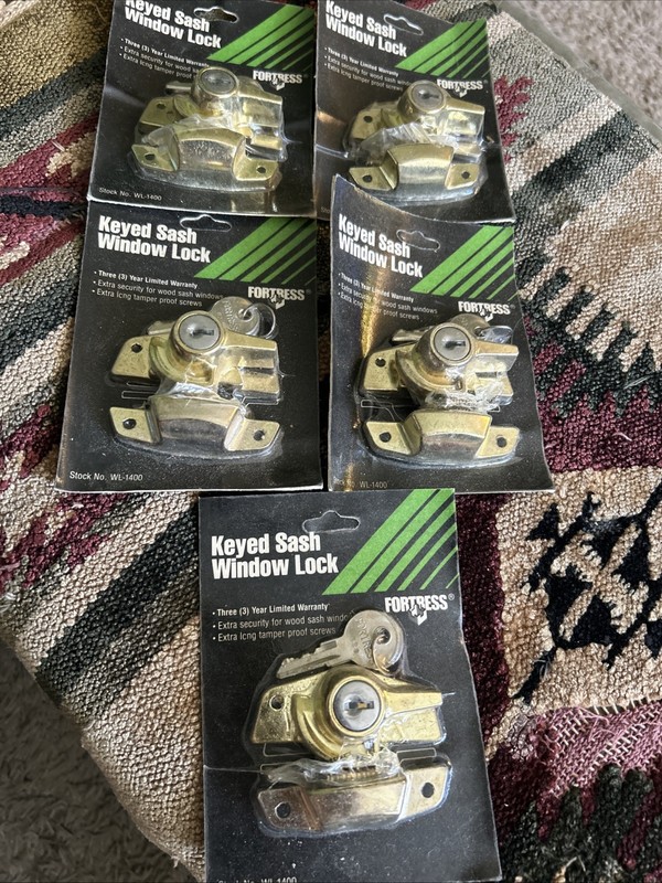 New 1982 Fortress Keyed Window Locks for Wood Sash Windows WL-1400 – Lot of 5