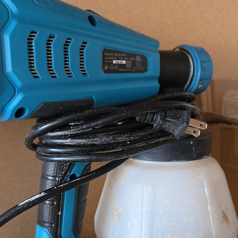 JS-PHA0118 Handheld AC Spray Gun Cup Fed Blue 1.3A 120V 1300ml Paint Sprayer