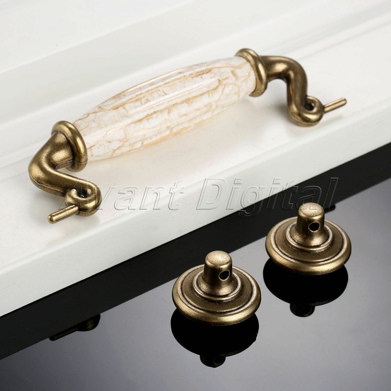 Luxury Marble Vein Ceramic Drawer Cabinet Knob Kitchen Wardrob Door Pull Handle gallery