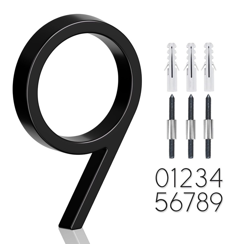 5 In Black Floating House Number, Mailbox Address Number, Metal Modern Outside N