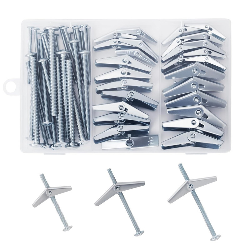 28PCS Toggle Bolts, Wing Nuts, Heavy Duty Hollow Wall Anchors for Drywall Ceilin