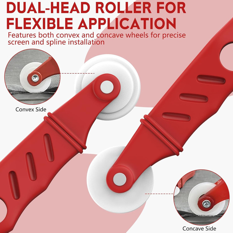 Screen Roller Tool Set with Spline Removal Hook, 2Pcs Window Screen Roller for S gallery