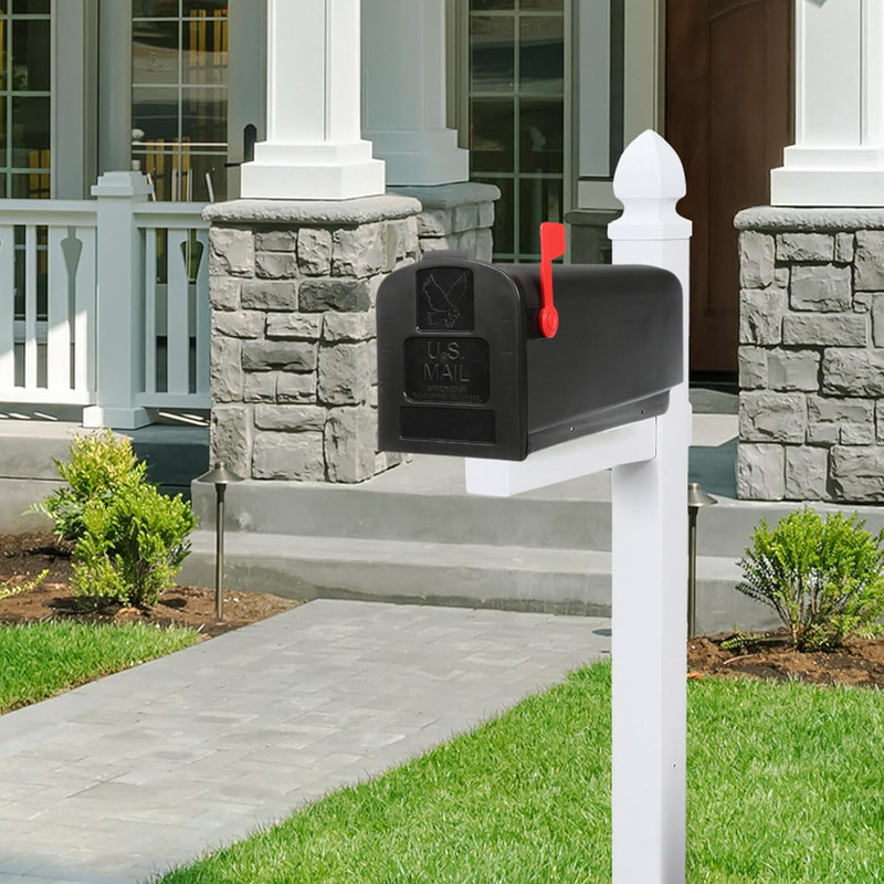 Parsons™ Rust-Proof Plastic Post Mounted Mail Box for Outside, Black, Medium Cur gallery