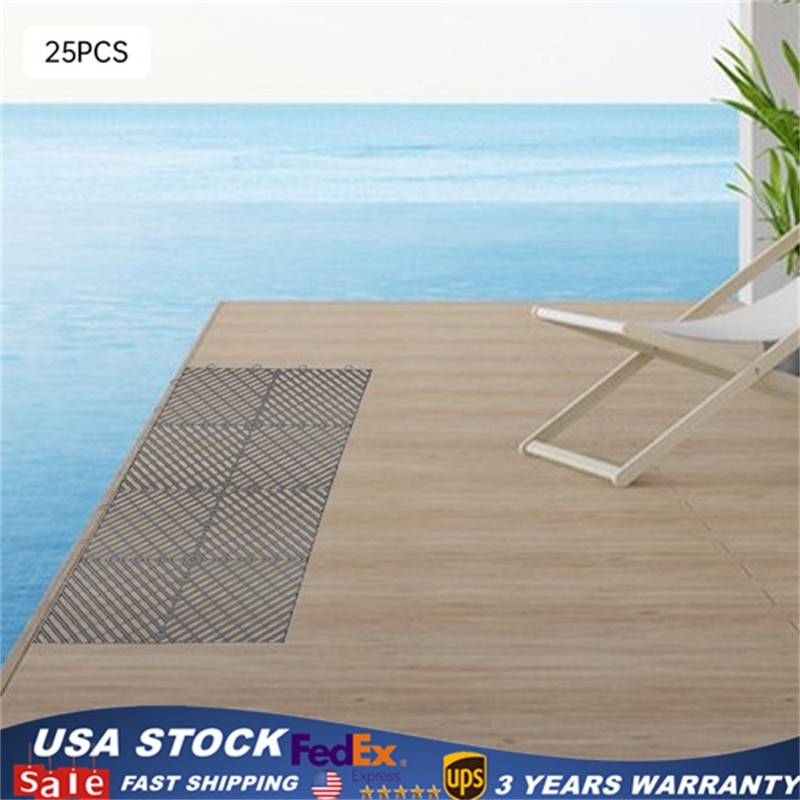 Interlocking Garage Floor Tiles 25 PCS Deck Tile PP Drainage Tiles 12x12x0.5 In
