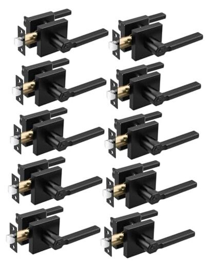 Pack Square Privacy Matte Black Door Levers Locksets, Privacy Door Lever 10