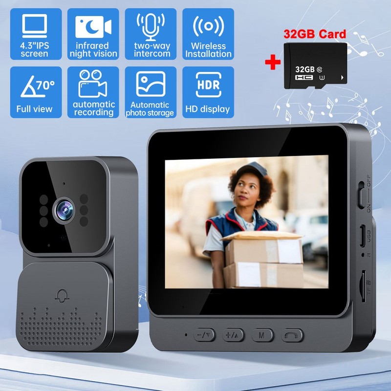 1080P 2.4G Wireless Smart Visual Intercom Video Doorbell Camera Monitor for Home