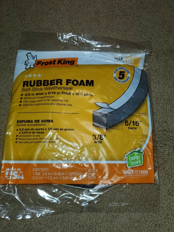 Frost King R538H Sponge Rubber Foam Tape 5/16″, Black, 3/8″W, 5/16″T, 10ftL