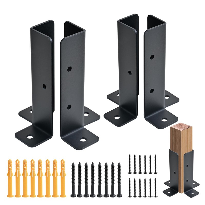 4 PCS Adjustable Deck Post Anchor Base Brackets Fit 1.5×1.5,2×2,2×4,4×4 Post,…