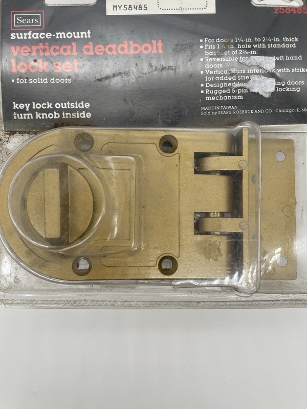 Security Deadbolt Surface Mount-Vertical NEW Sears 958405 Made In Taiwan gallery