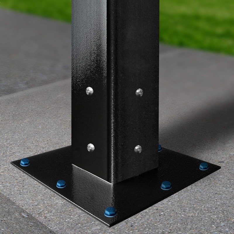 Black Surface Mount Base Plate for Mailbox Post, Galvanized Steel Construction gallery