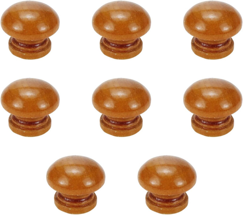 round Mushroom Shape Wood Knobs Light Brown Wooden Cabinet Knobs Drawer Pulls -8