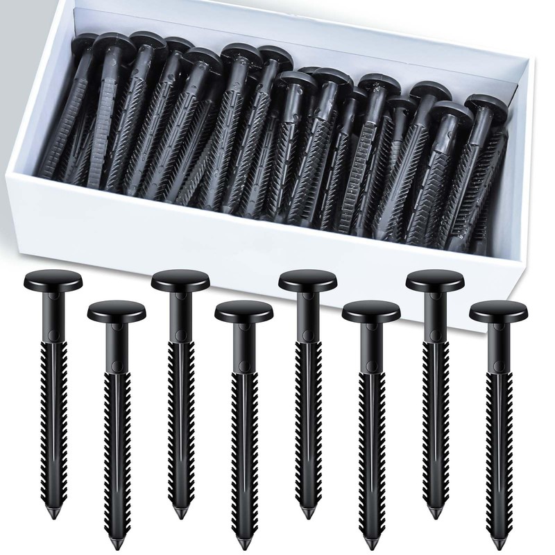 60Pcs 3 Inch Vinyl Shutter Fasteners, Black, Panel Pegs, Lok Pins, Spikes
