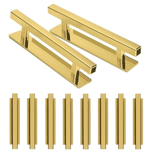 Self-Stick Push Pull Helper,Pack ABS Plastic Cabinet Drawer Handles 10 Gold