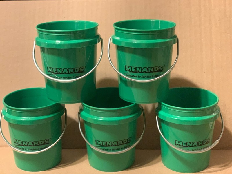 5 Menards 400mL Mini Paint Pail Bucket Steel Handle NEW