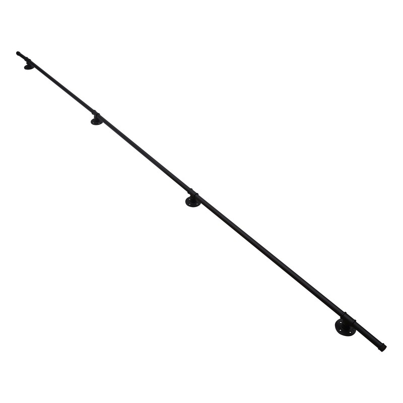 11ft 3 Wall Support Industrial Iron Loft Pipe Handrail For Stairs Handle Black gallery