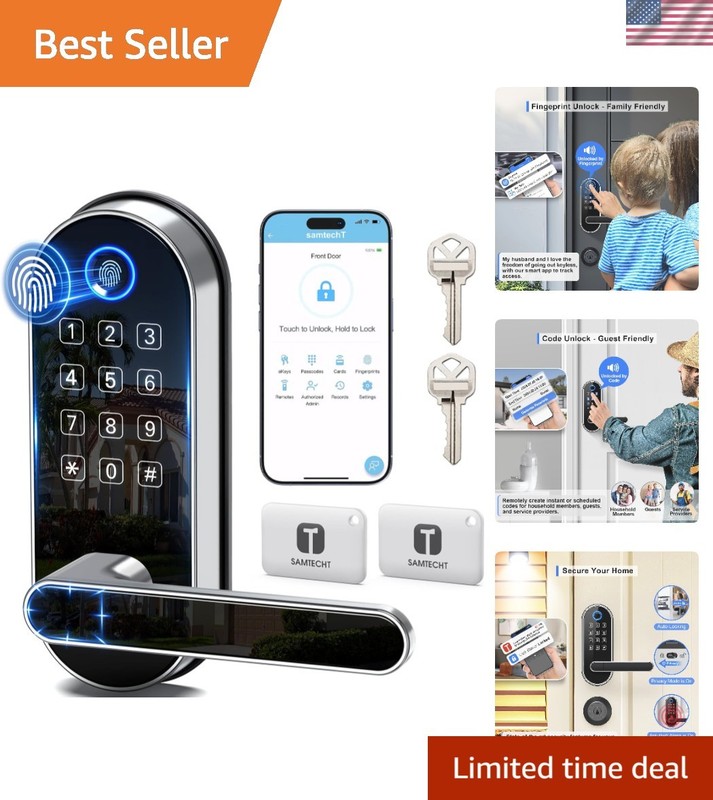 Keyless Entry Smart Lock with Fingerprint and Keypad – Weather Resistant Design