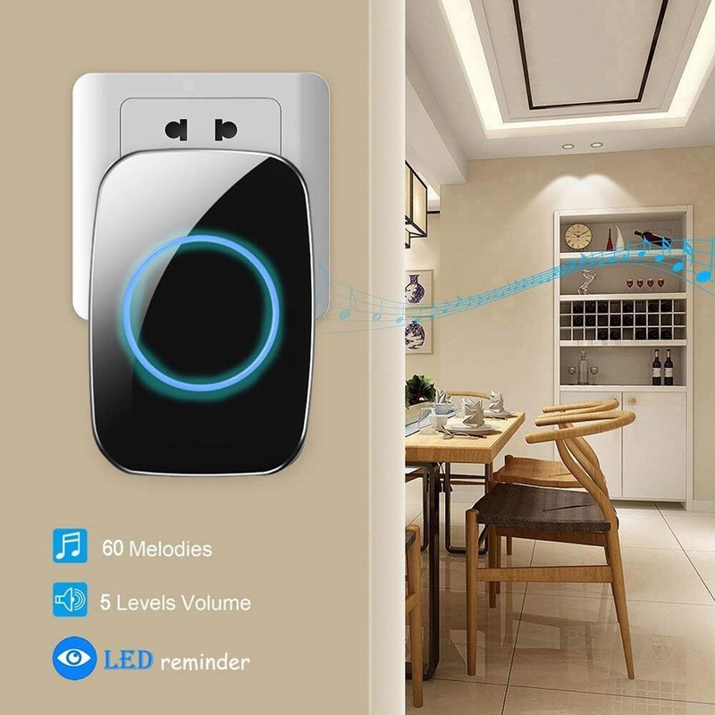 Wireless Doorbell 1000ft Range 36 Melodies IP44 Waterproof Easy Install US gallery