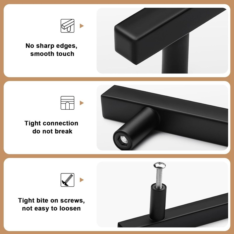 30 Pack 6 Inch Square Kitchen Cabinet Handles Black Cabinet Pulls Black Drawer.. gallery