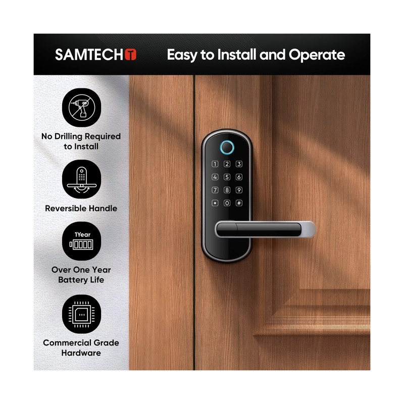 samtechT Smart Lock, Keyless Entry Door Lock, Fingerprint Door Lock, Smart Do... gallery
