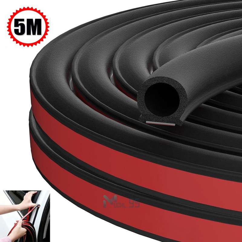 D-Shape Door Rubber Seal Strip Weatherstrip 5M Self Adhesive Hollow for Car Truc